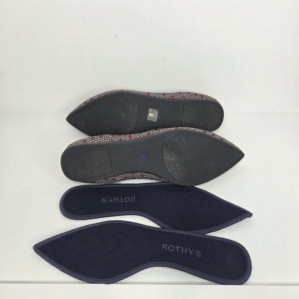 Rothy's The Point Coral Navy Dot Flats Women's Size 8.5 Limited Edition Orange - Picture 9 of 10